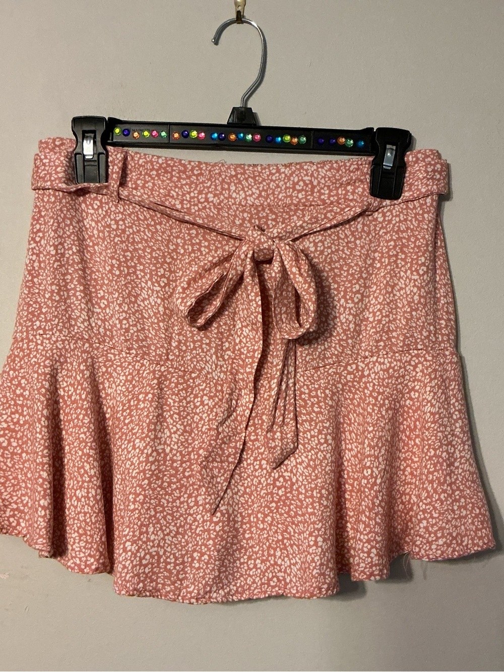 URBAN Romantics Pink Floral Tie-Front Mini Skort